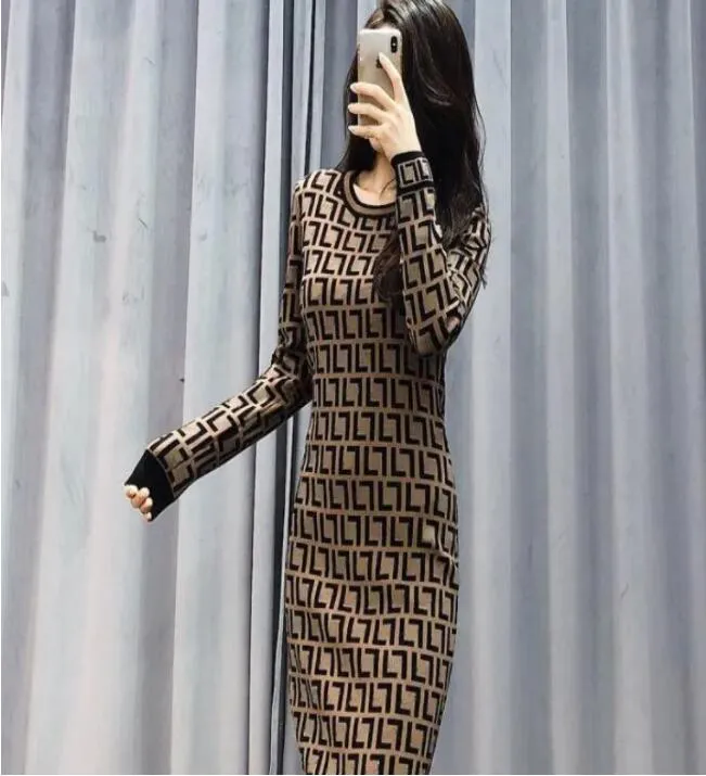 Vintage Knit Midi Sweater Dress With Fashionable Letter Pattern For Women Long Sleeve Crew Neck High Quality Casual Clothing For Autumn From M946047360 18.3 DHgate.Com