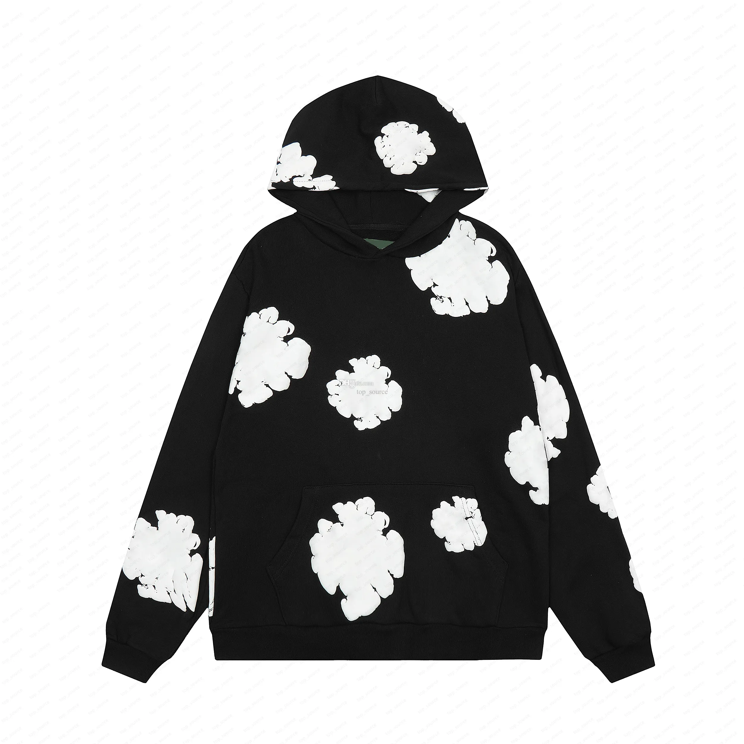 Premium Black Cotton Hoodie Designer Wreath Flower Graphic
