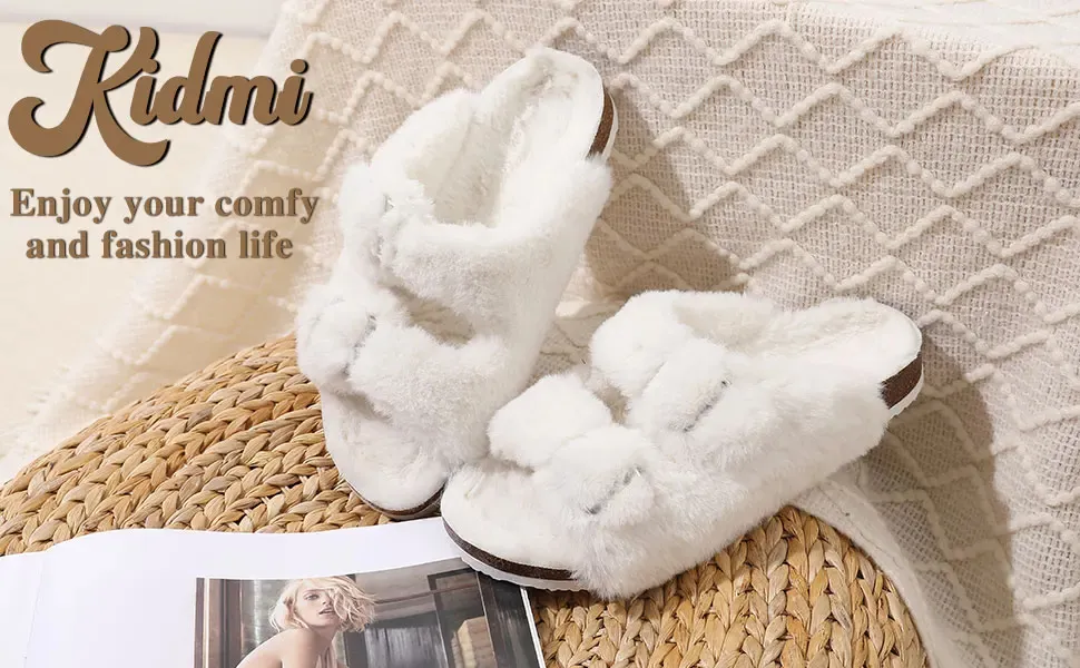 Saboți de blană pentru bărbați, Comwarm, cu branțuri pufoase din plută, pantofi de iarnă, din piele întoarsă, alunecare pe pantofi de cartofi_voghion.com