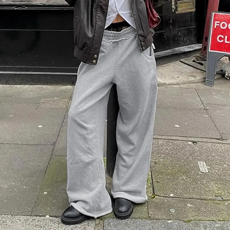 DHgate.com:Grey Oversized Baggy Sports Pants - Korean