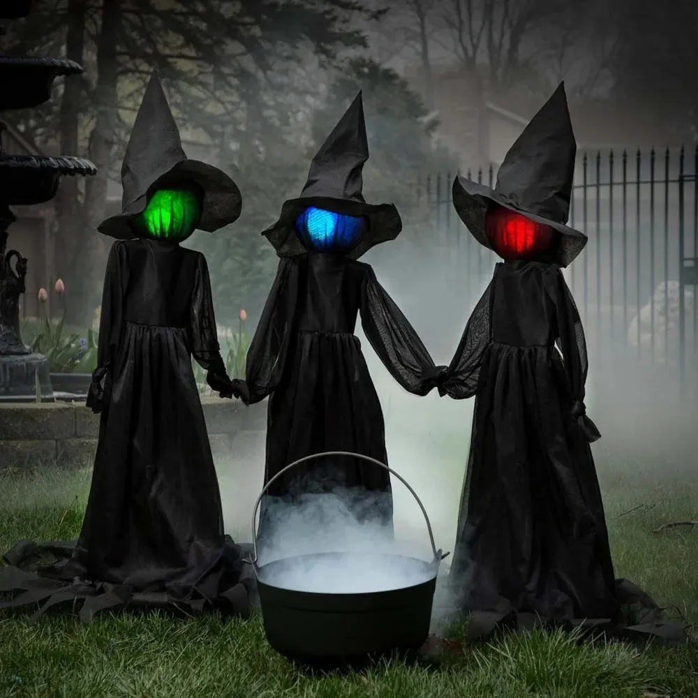 12-Pack Halloween Witch Hats With Hanging Rope - Floating Decor For Porch & Yard Displays