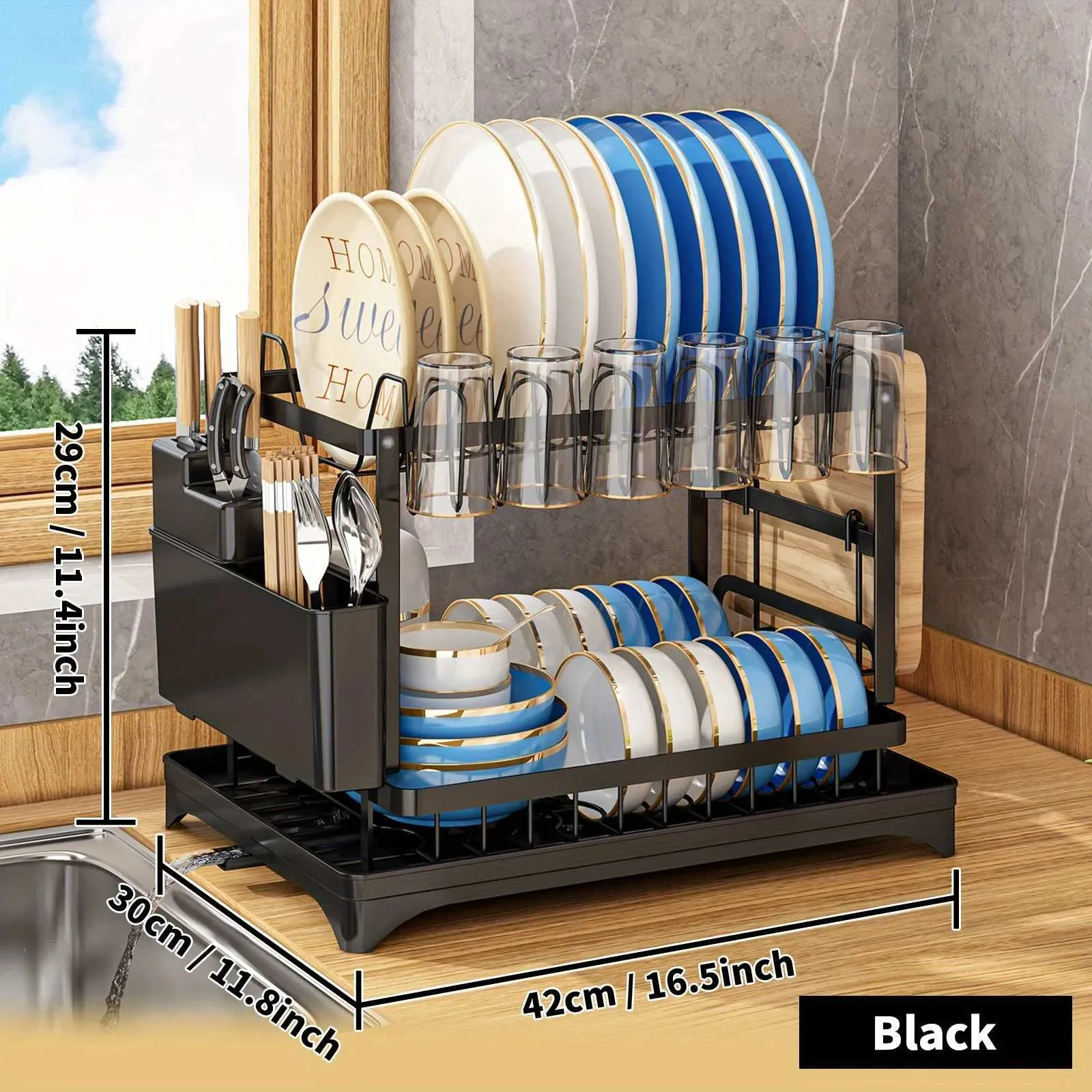 2 Tier Dish Drying Rack Kmart Set With Drainboard Utensil Holder Ideal For Kitchen Countertop Z240831 From Lianwu05 8 DHgate.Com