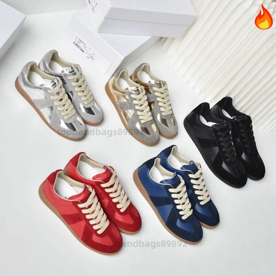 Designer Men s Genuine Leather redtape sneakers White Blue Suede GAT German Army Trainers Low Top Sport Sneaker mm6