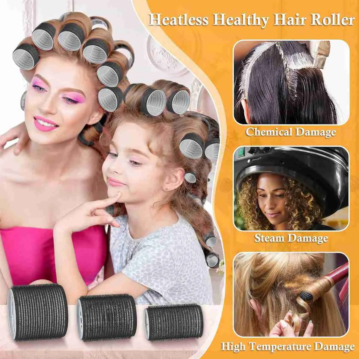 43-piece curly hair roller set with 3 sizes of rollers and 12 duckbill ...