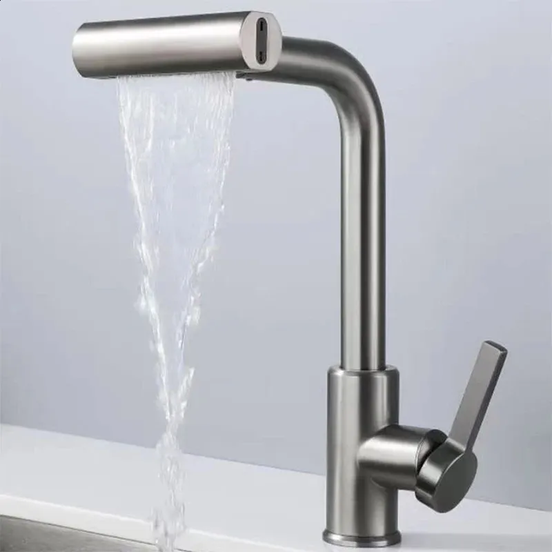 Robinet Cascade Sans Contact – Nickel Brossé, Pulvérisateur Extractible, 360° – GM1101N