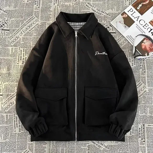 Ameri　BACK SIDE JACKET Generic Mens Black Leather Biker Jacket, Fully Lined, USA