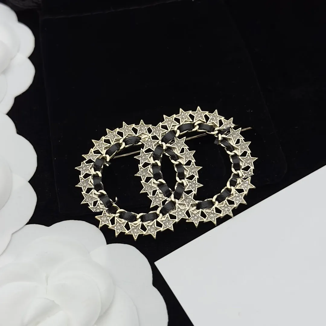 Designer Copper Brooch Pins With Crystal Stud Earrings And Pearl Inlay