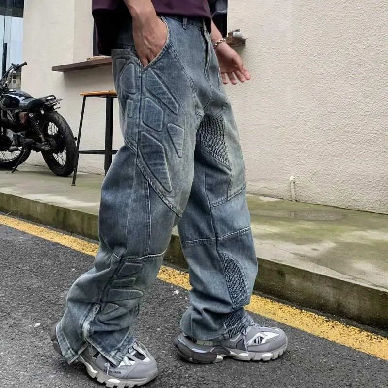 Men's Jeans Baggy Motorcycle Jeans Men's Baggy Jeans With