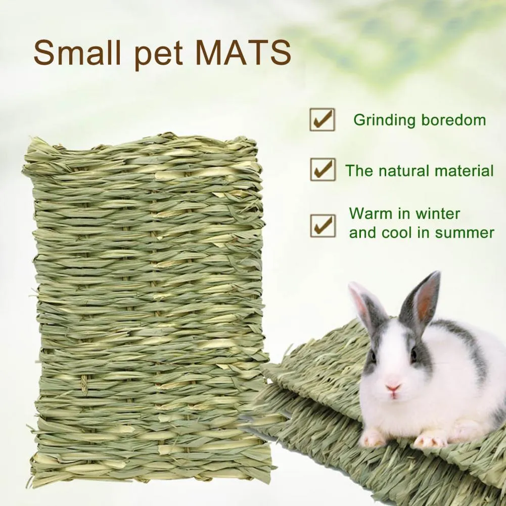 Rabbit Grass Chew Mat Rabbit Mat Square Shape Grass Woven Small Animal ...