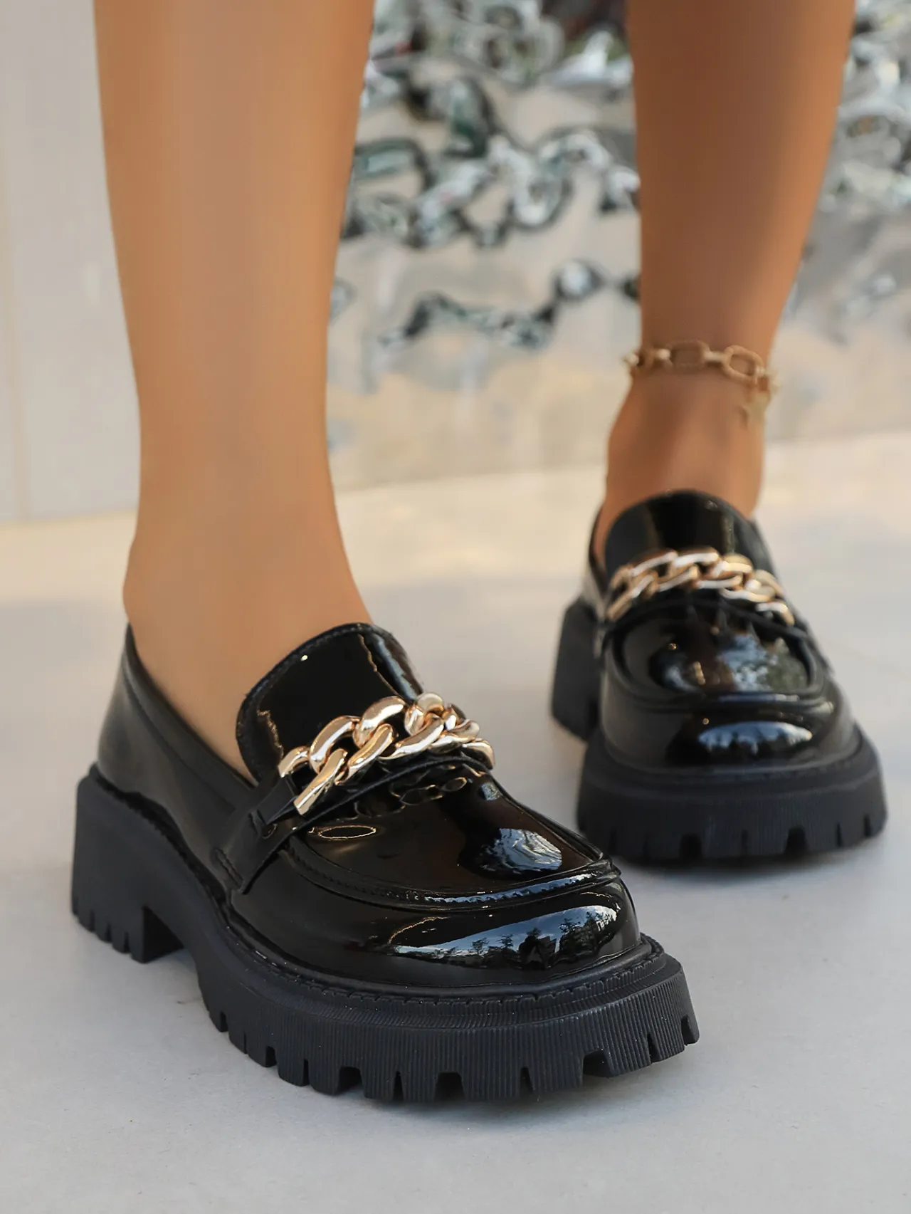 Women Loafers Platform Flats Autumn New Metal Design Dress