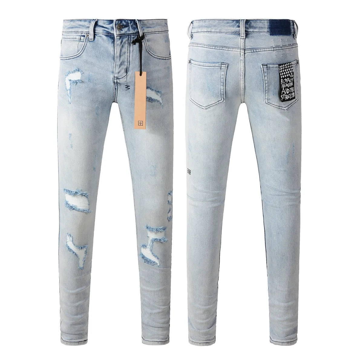 Kubi Mens Designer Skinny Jeans With Distressed Ripped Kubi Mens Designer Skinny Jeans With Distressed Ripped