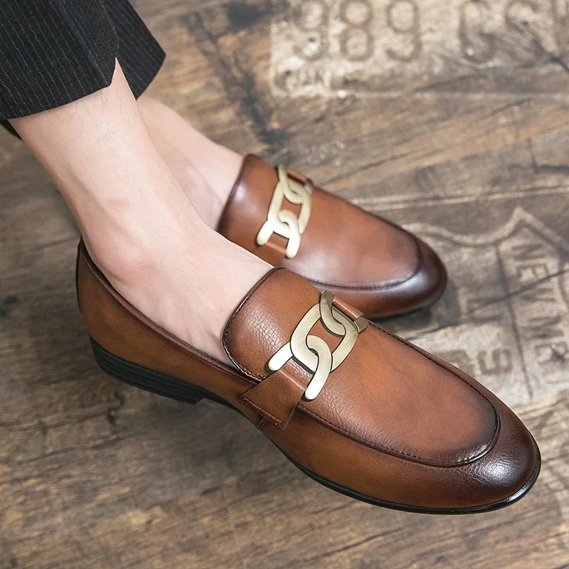 Brown Men's Dress Loafers Slip-On Casual Business Shoes Pointed Toe Sizes  38-46 from Dhgate Dress Shoes