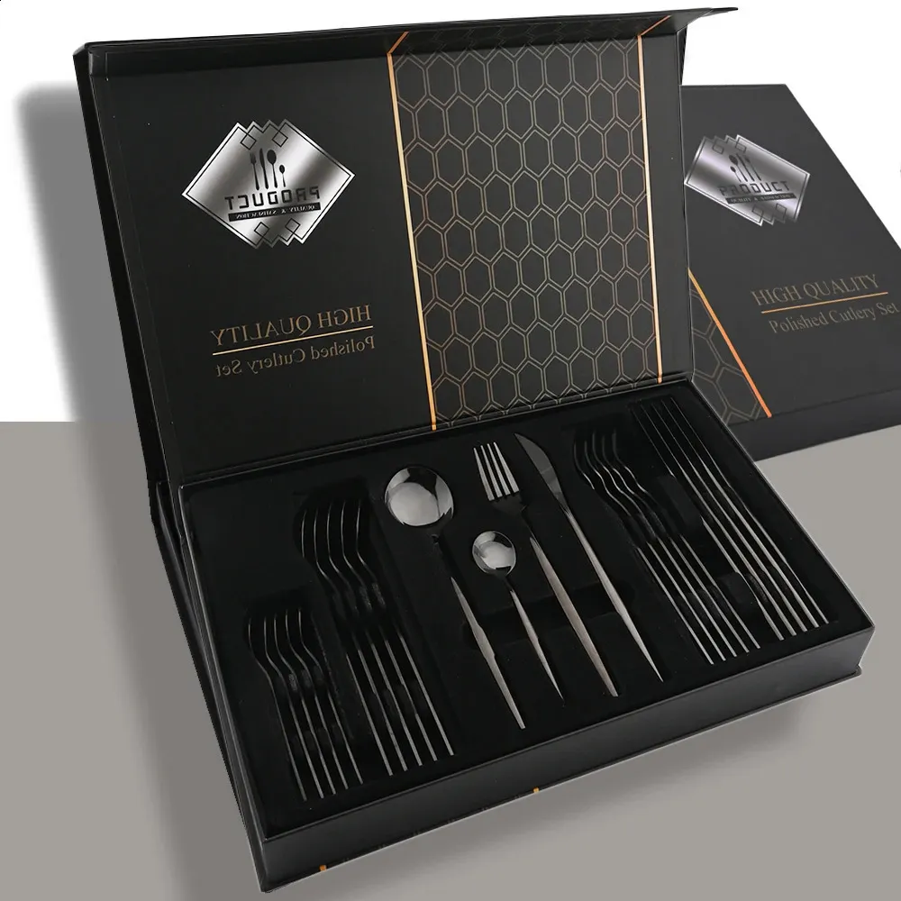 Drmfiy Stainless Steel Flatware Set   Black... 