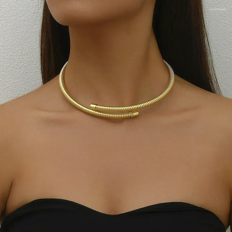 Gothic Punk Choker Necklace Exaggerated Open Collar, Adjustable Gold  Chain Jewelry for Women, Trendy Statement Necklace