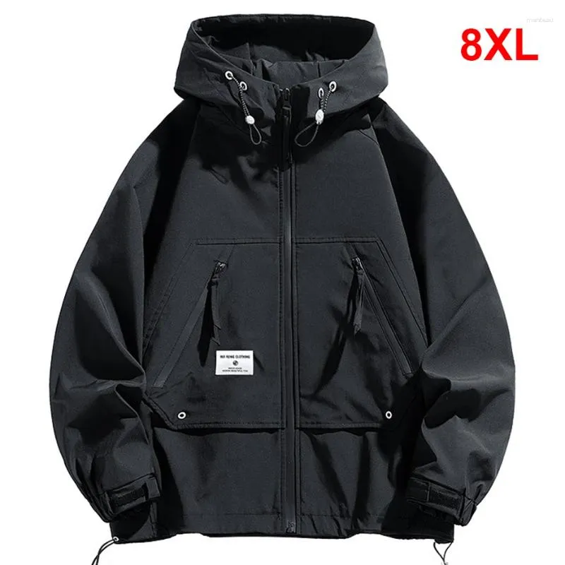 Mens Jackets 8XL Plus Size Cargo Jacket Men Spring Autumn Solid
