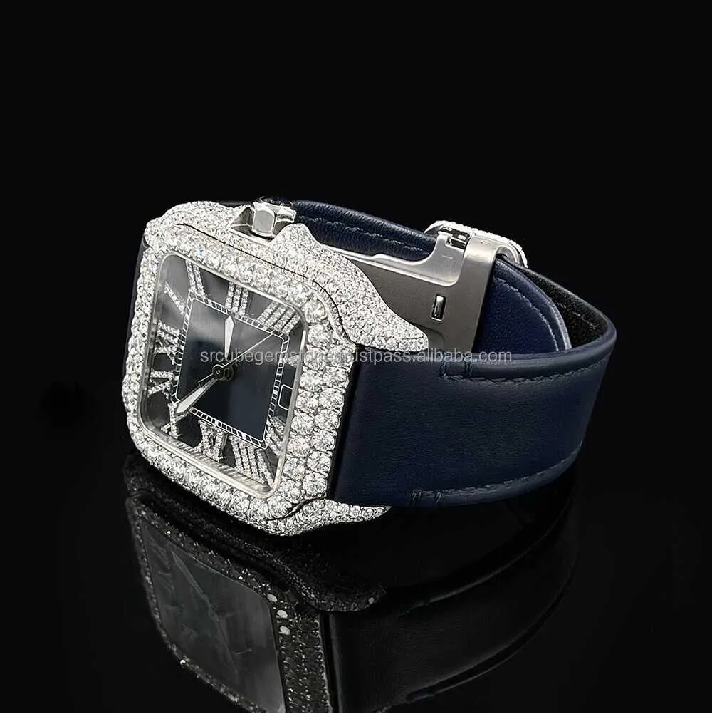 Alibaba Designer Diamond Belt Custom Design Blue Leather Belt Iced