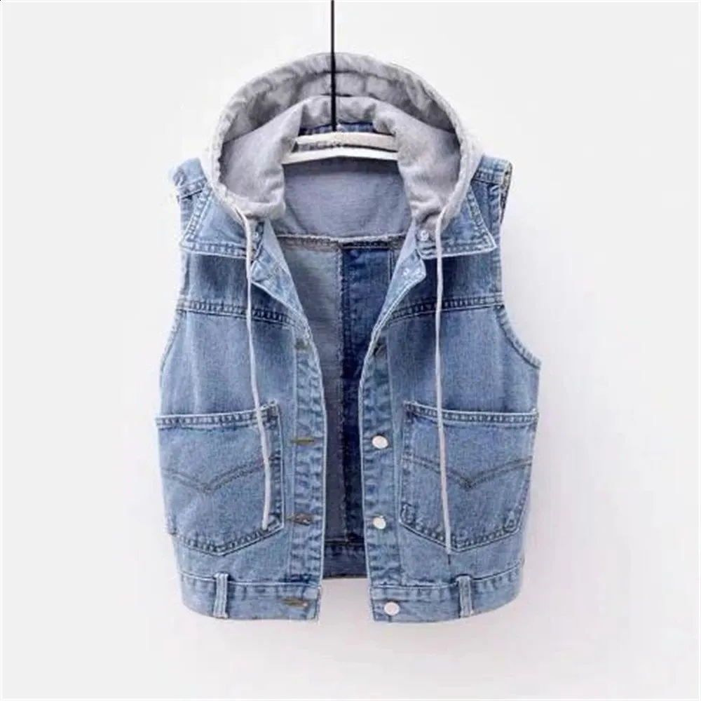 Womens Short Sleeve Denim Jacket Style Tank Top Fashion Open