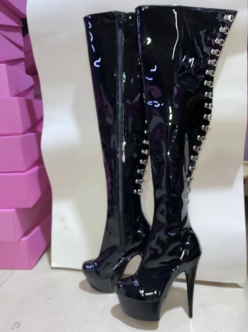 Over the Knee Lace Up Platform Knee High Boots for Women with Wedge ...