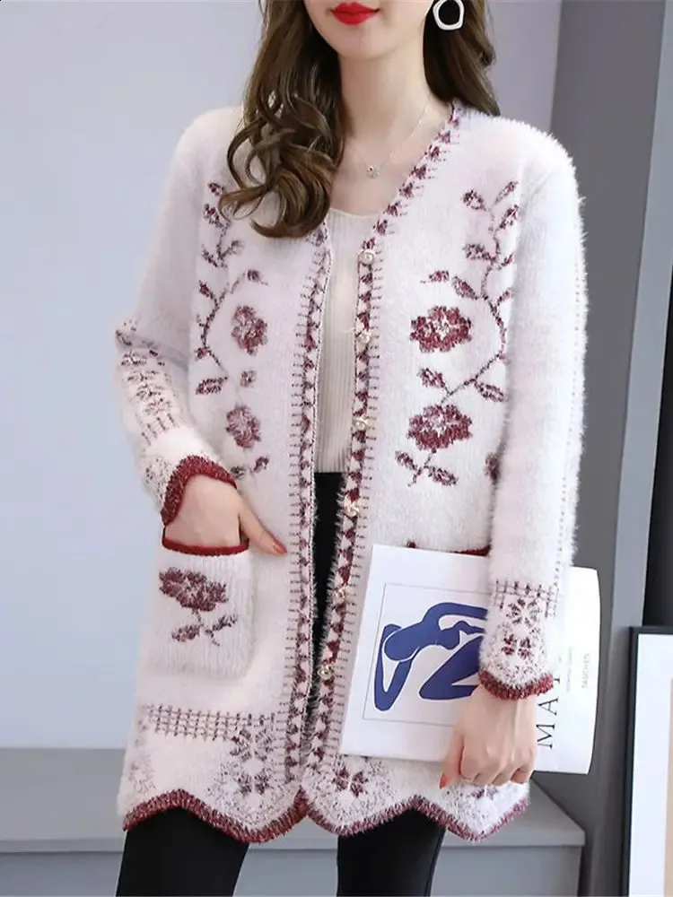 Ladies Autumn Jackets: Women's Jacquard Knit Cardigan Button Up Sweater  Jacket, Casual Outerwear
