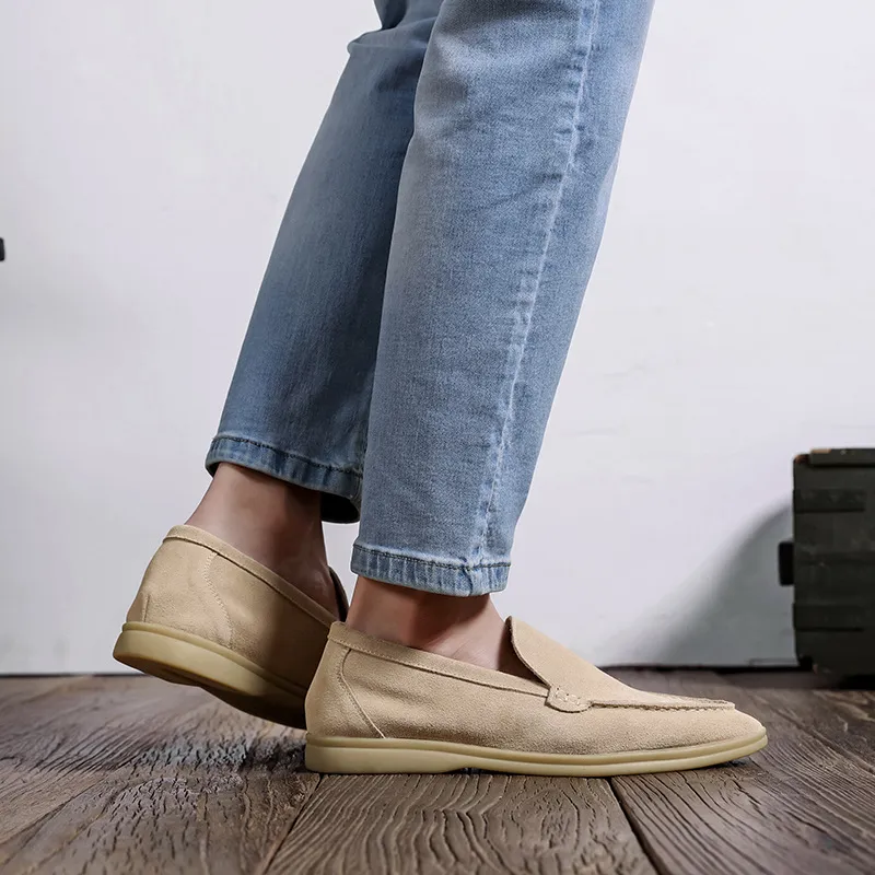 Mens Casual Cow Suede Loafers Slip-On Rubber Outsole  display picture 1