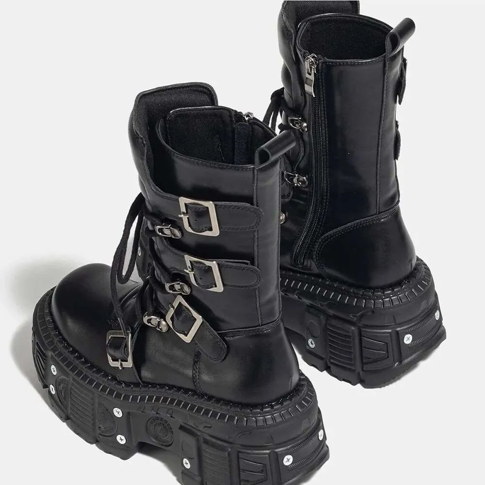 2024 New Punk Style Women Lace Up Platform Shoes From