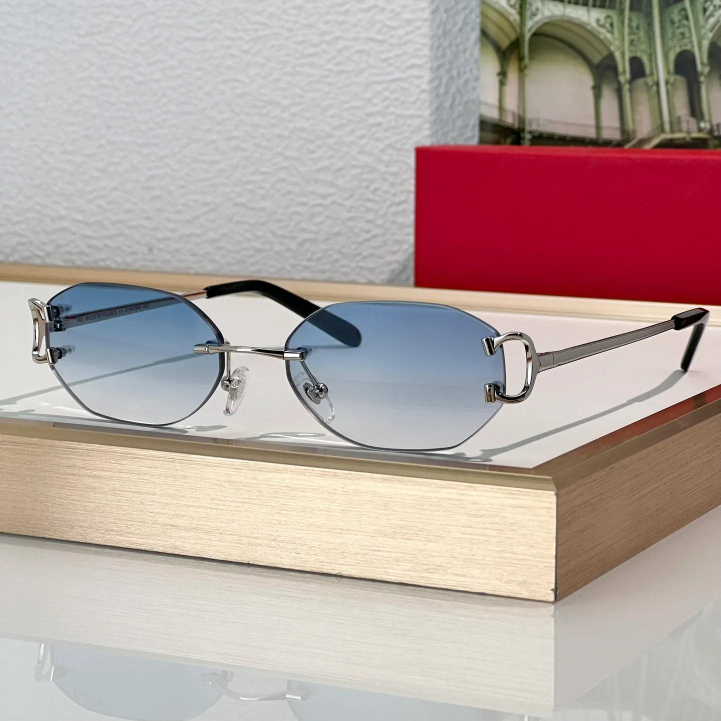Retro Rimless Rectangle Sunglasses with UV400 Protection 3-Pack Vintage Rimless Square Sunglasses - Cut Edge UV400  main image 2