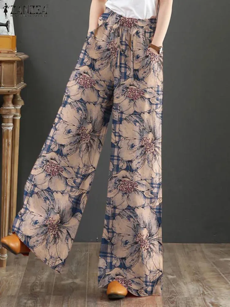 Bohemian Flower Printed Wide Leg baggy pants for Women
