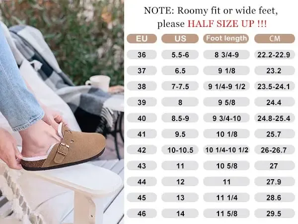 Saboți de blană pentru bărbați, Comwarm, cu branțuri pufoase din plută, pantofi de iarnă, din piele întoarsă, alunecare pe pantofi de cartofi_voghion.com