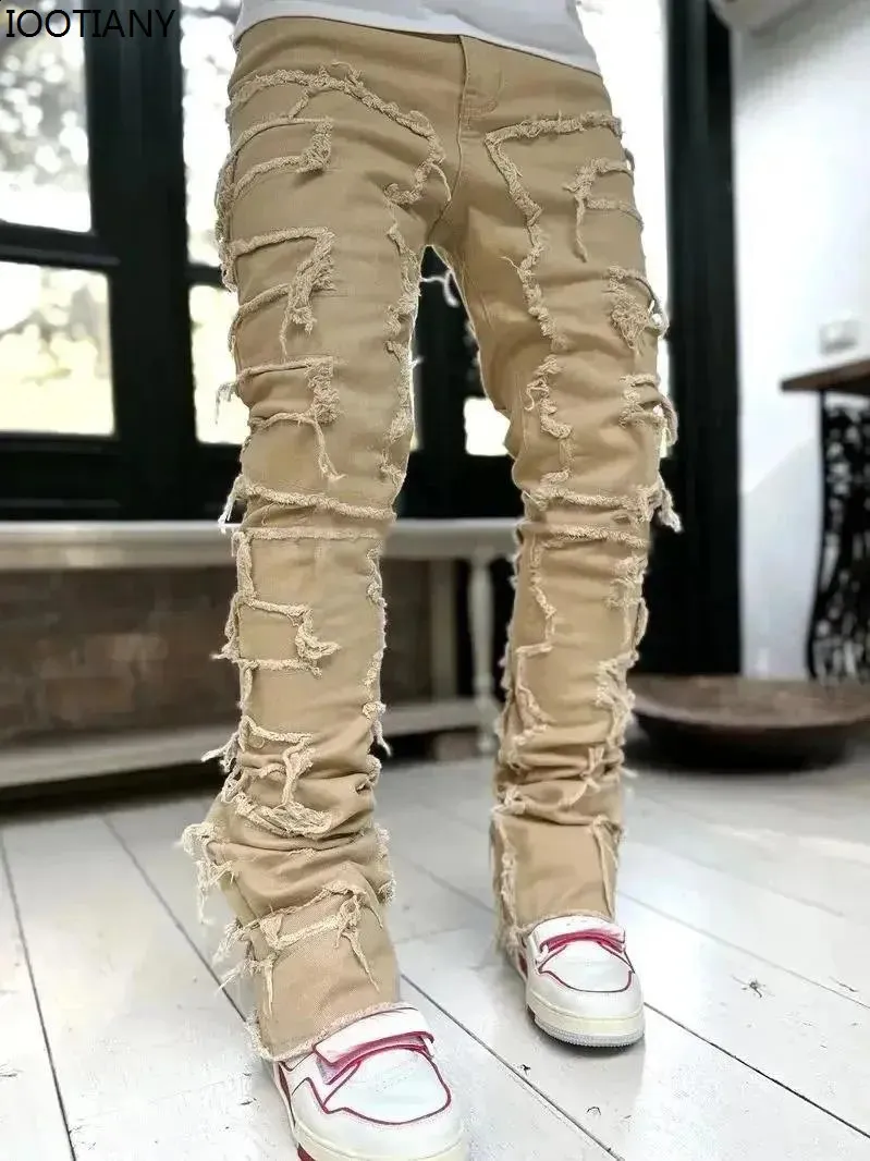 DHgate.com:Mens Stretch Denim Jeans with Fringe Ripped