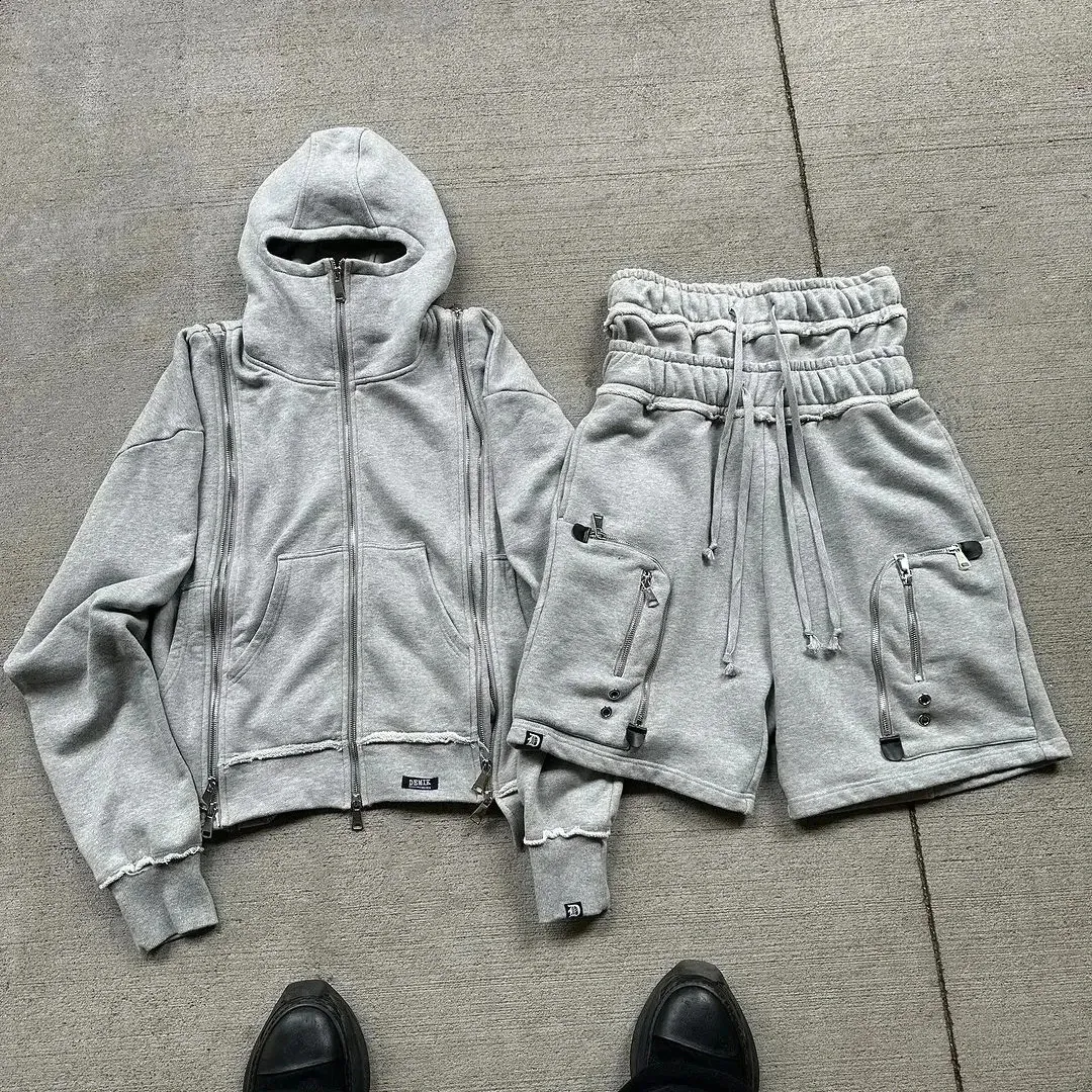 Hoodie And Sweatpants Set Mens Multi Pocket Hoodie With Double