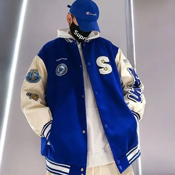 Retro Embroidered Bomber Jacket Best Seller! Casual Patchwork Mens  Jacket, Shop Now!