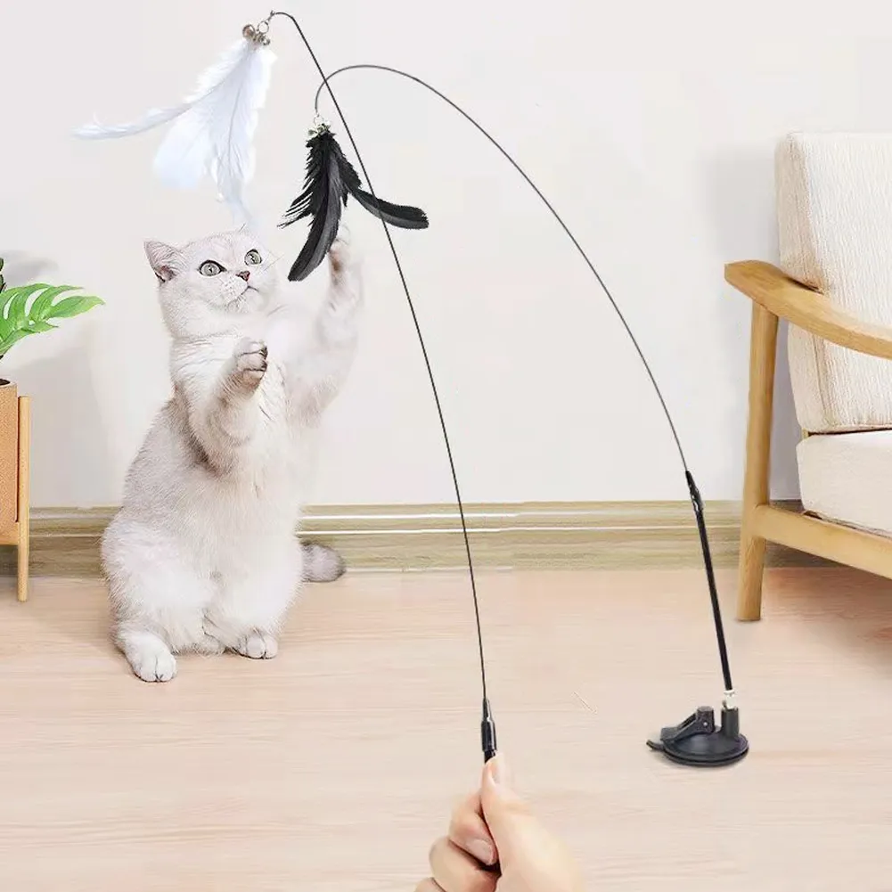 4 Pack Cat Wand Toy With Jingle Bells, Interactive Cat Wand