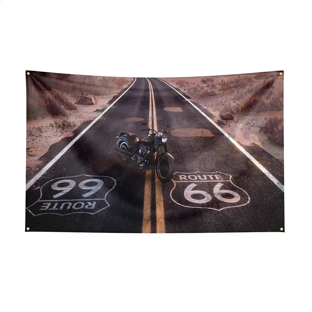 3x5 Route RTE 66 Cars Tan Flag 3'x5' Banner Brass - Foto 6