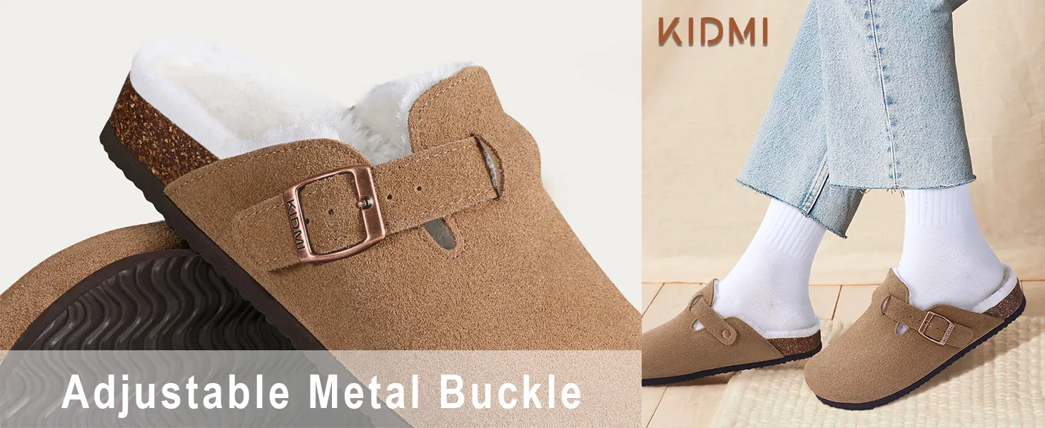 Saboți de blană pentru bărbați, Comwarm, cu branțuri pufoase din plută, pantofi de iarnă, din piele întoarsă, alunecare pe pantofi de cartofi_voghion.com