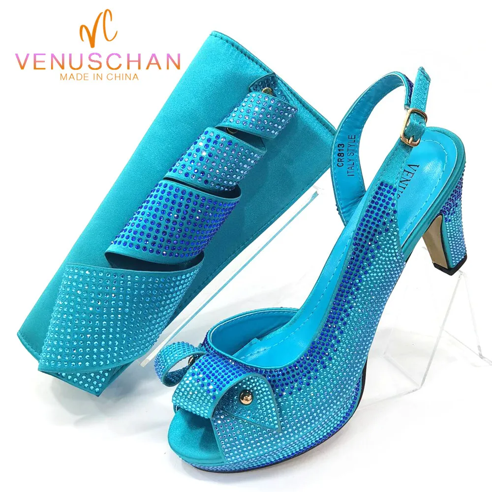Women's Elegant Peep-Toe High Heel Sandals Matching Clutch Bag Set  Lucky Star Design