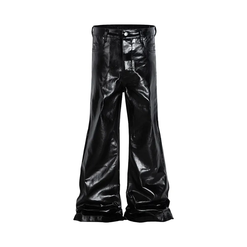 Glossy Pu Leather Wide Leg baggy leather pants with Sash and Glossy Pu Leather Wide Leg baggy leather pants with Sash and