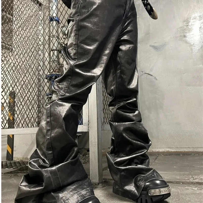 Glossy Pu Leather Wide Leg baggy leather pants with Sash and Glossy Pu Leather Wide Leg baggy leather pants with Sash and