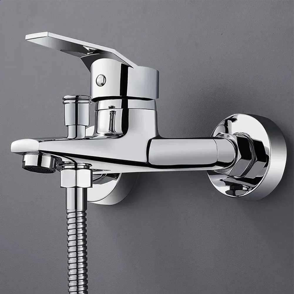 Premium Wall Mounted Bathroom Faucet - Chrome Finish, Dual Nozzle Mixer ...