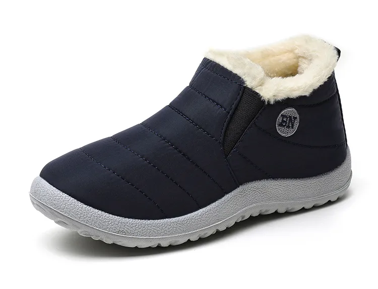 Men waterproof warm fur lining letter slip on ankle boots sales
