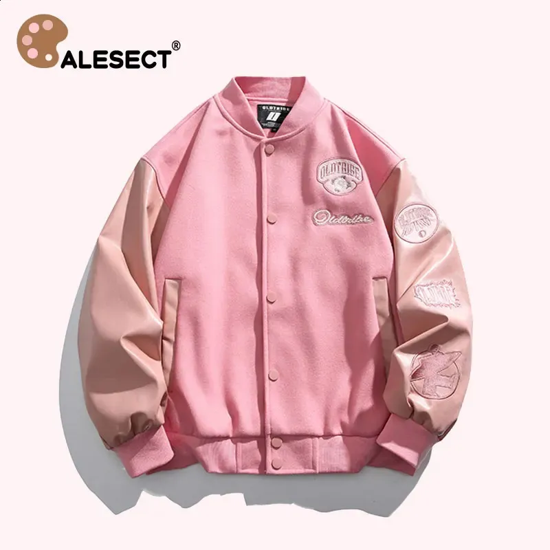 Oversized Pink Varsity Jacket: Womens & Mens Vintage Leather