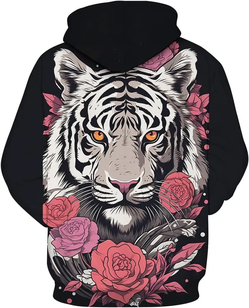 Mens Flower Tiger Print Animal Hoodie Fashionable 3D Graphic Pullover With Long Sleeves From Universe 02 Vendor 17.24 DHgate.Com