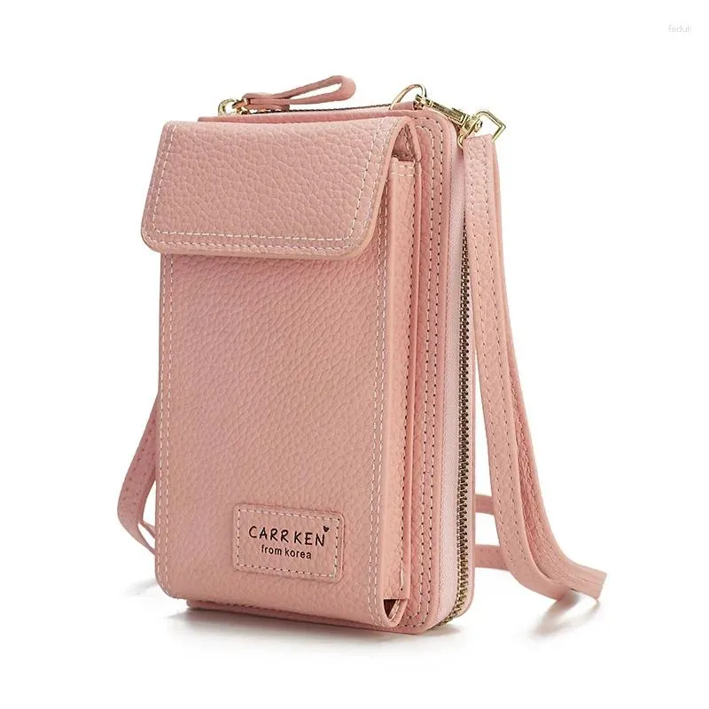 Wallets 2024 Fashion One Shoulder Oblique Straddle Bag Vertical Large Capacity Vehicle Sewn Litchi Pattern Wallet