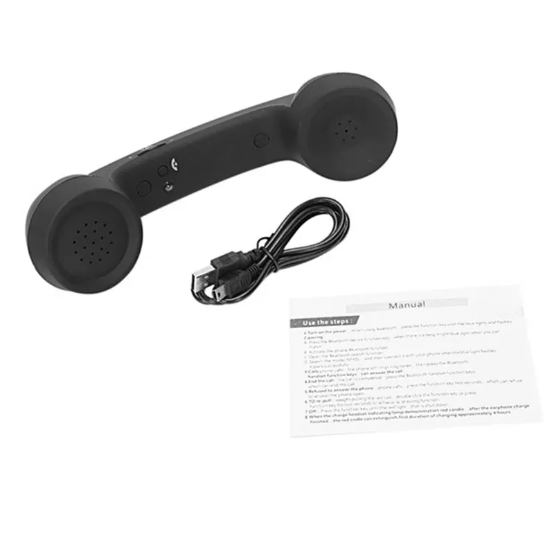 Lautsprecher Bluetooth -Mikrofon -Kopfhörer Schwarzer Retro -Handy -Handy -Mic -Lautsprecher Telefonanruf Receiverblack