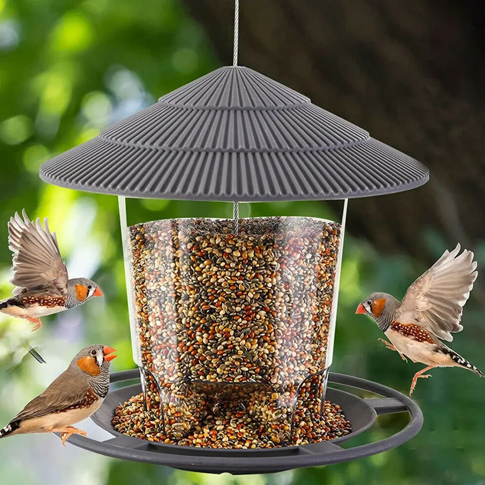 Feeding 1Pcs New Waterproof Gazebo Hanging Wild Bird Feeder Outdoor Container With Hang Rope Feeding House Type Bird Feeder Garden