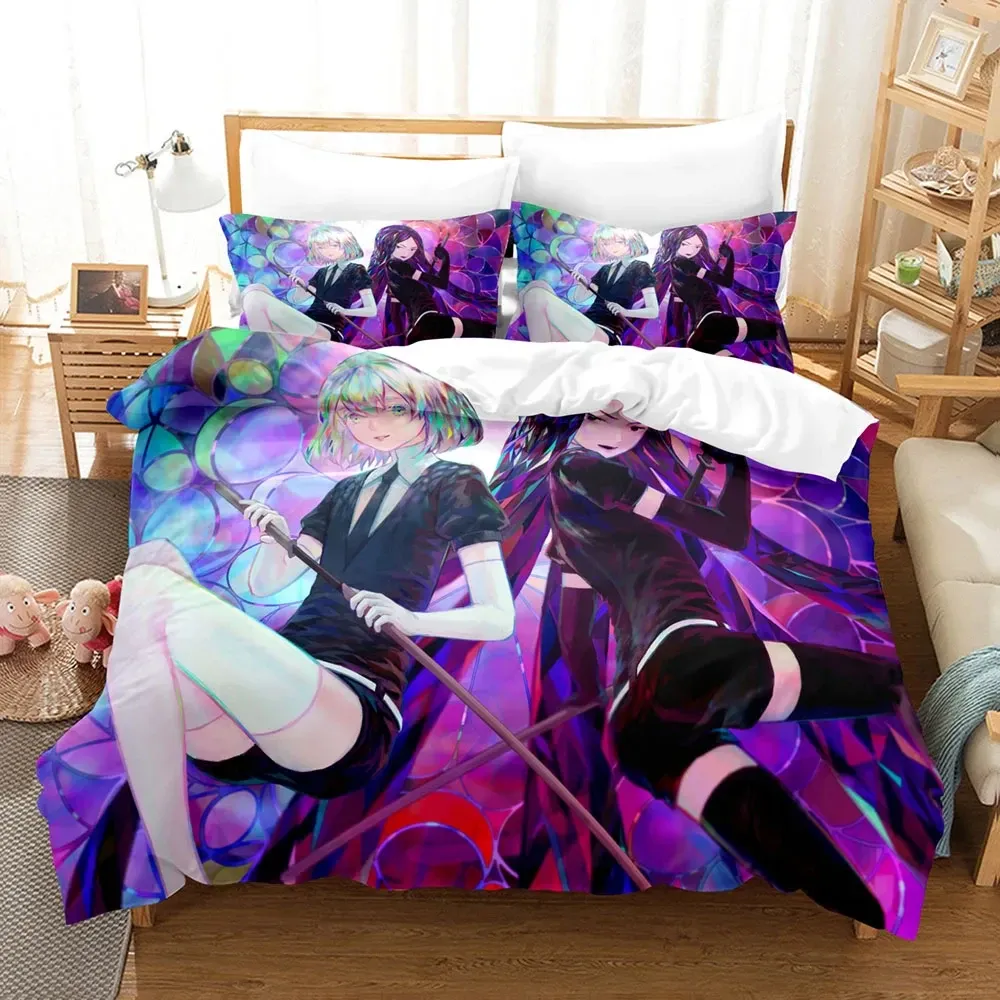 Set 3D Print Anime Houseki No Kuni Litteur Set Boys Girls Twin Queen Size Couvre-couverture d'oreiller Bed absence de couvercle