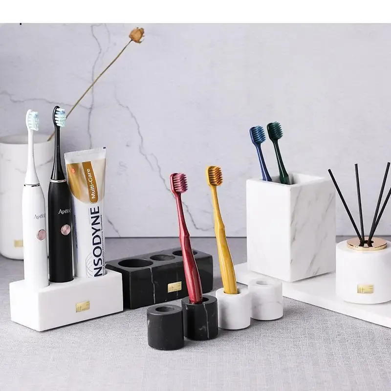 Holders Nordic Bathroom Natural Marble Household Toothbrush Accessories Toothpaste Toothbrush Holder Container Decoration Washing Tools