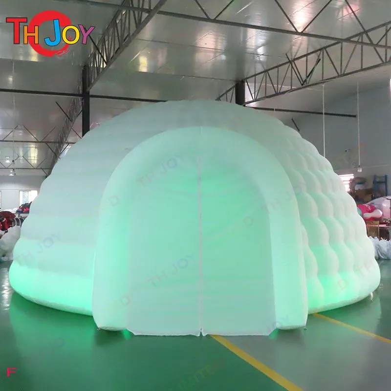 Venda por atacado de atividades ao ar livre 5m 8m Tenda de festa com cúpula iglu inflável branca com estrutura de luz LED Oficina para eventos, festas, casamentos, exposições, congressos de negócios
