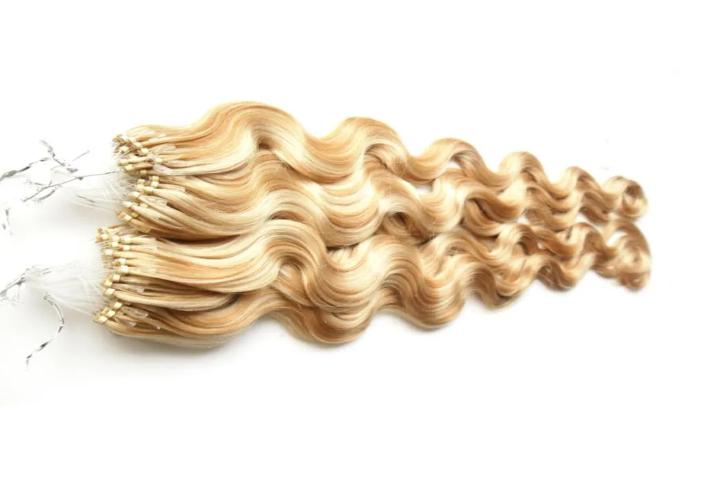 P27613 Couleur Vague de Corps Droite Brésilienne micro boucle extensions de cheveux humains 200g Brésilien Vierge Cheveux Micro Perle Remy Hair8160893