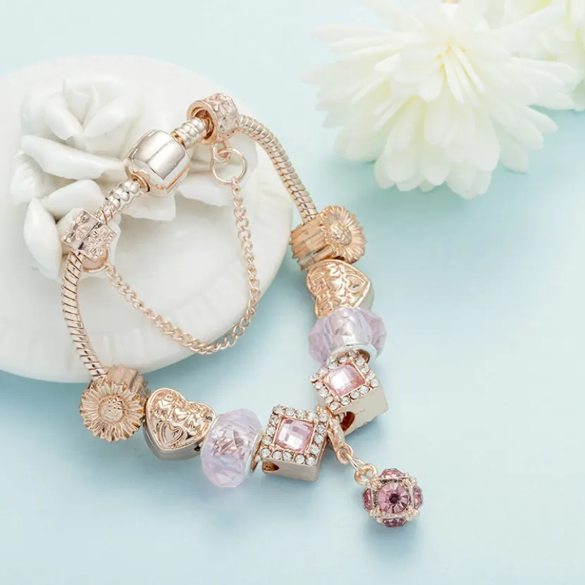 Luksusowa marka bransoletki Rose Gold Brest Bransoletka z koralikami Nowa urodzinowa prezenty urodzinowe biżuteria hurtowy