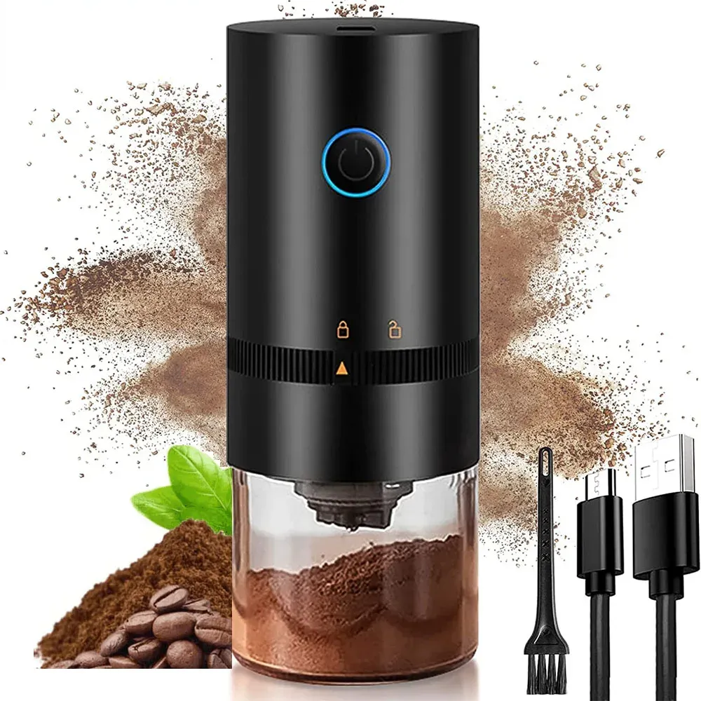 Verktyg Portable Electric Coffee Grinder Cafe Automatic Coffee Beans Mill Conical Burr Grinder Machine For Home Travel USB Laddningsbar